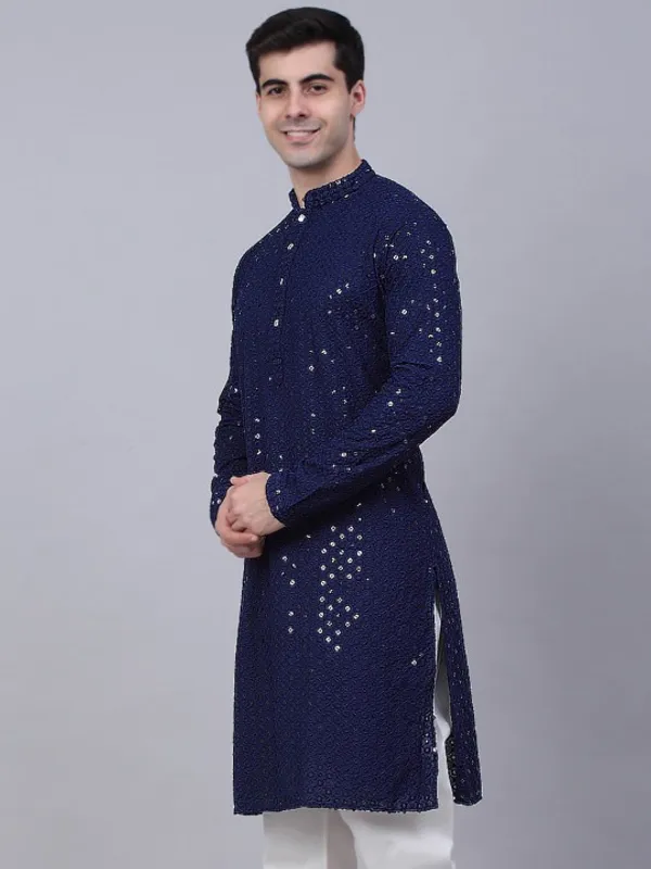 Navy_Blue_Embellished_Kurta_For_Men