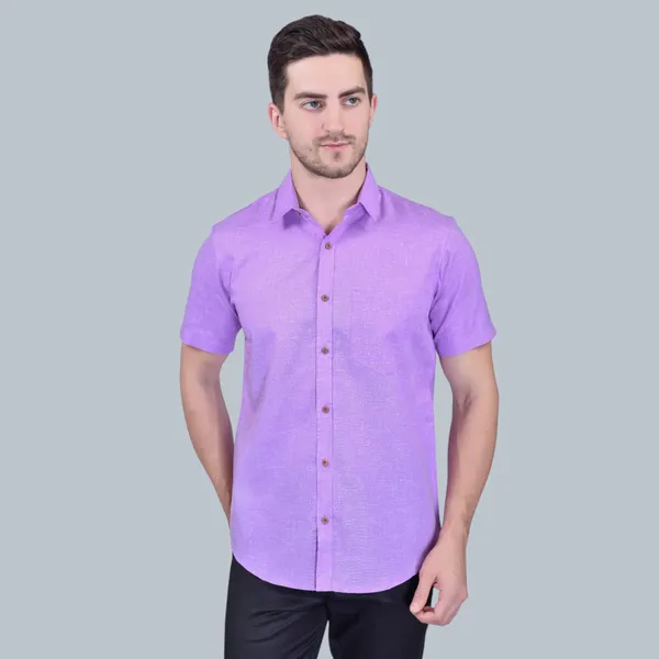 Men's_Purple_Half_Sleeve_Cotton_Casual_Shirt