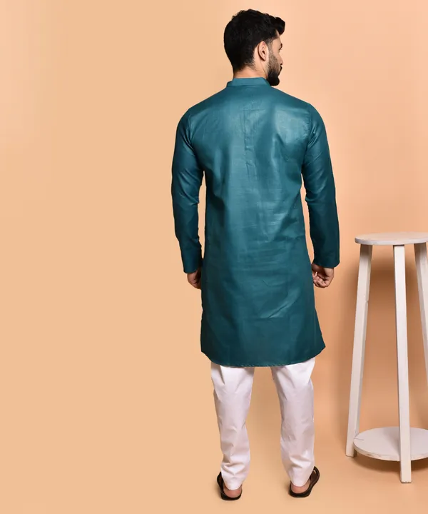 Men's_Teal_Blue_Silk_Kurta_-_Ethnic_Wear_For_Festive_Occasions