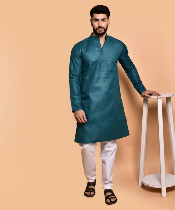 Men's_Teal_Blue_Silk_Kurta_-_Ethnic_Wear_For_Festive_Occasions