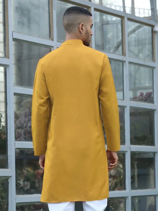 Men's_Mustard_Yellow_Cotton_Kurta_With_Mandarin_Collar