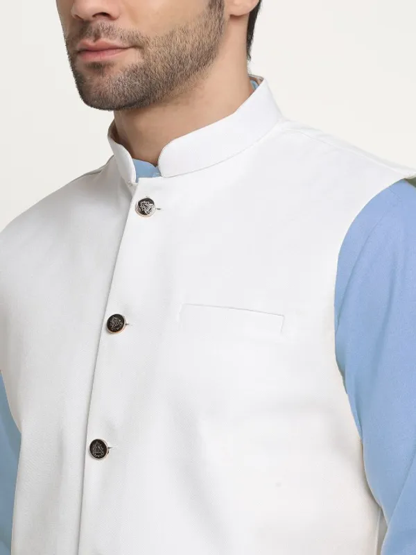 Men's_Ethnic_Kurta_Pajama_Set_With_White_Nehru_Jacket_-_Blue_And_White