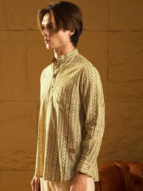 Men's_Beige_Ethnic_Print_Full_Sleeve_Shirt