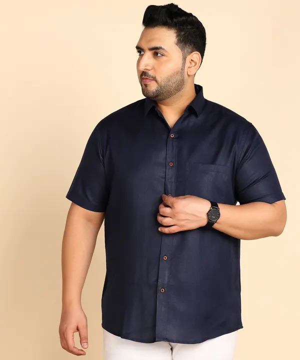 Navy_Blue_Half_Sleeve_Formal_Shirt_For_Men_-_Plus_Size