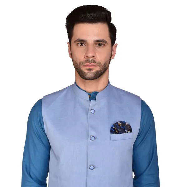 Men's_Ethnic_Kurta_Pajama_Set_With_Nehru_Jacket_-_Blue