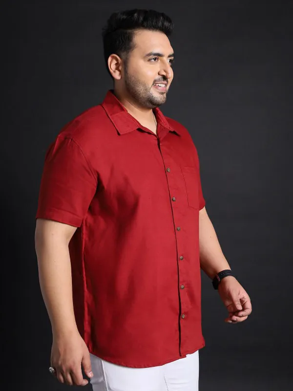 Men's_Maroon_Short_Sleeve_Casual_Shirt
