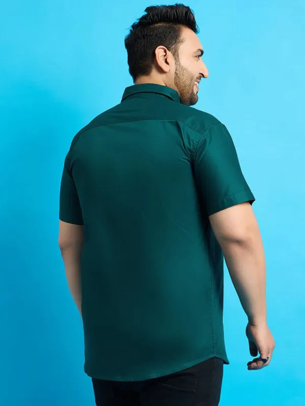 Men's_Dark_Teal_Green_Half_Sleeve_Formal_Shirt_With_Pocket