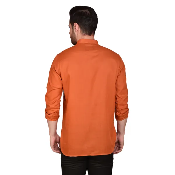 Men's_Orange_Short_Kurta_With_Black_Pants_Set