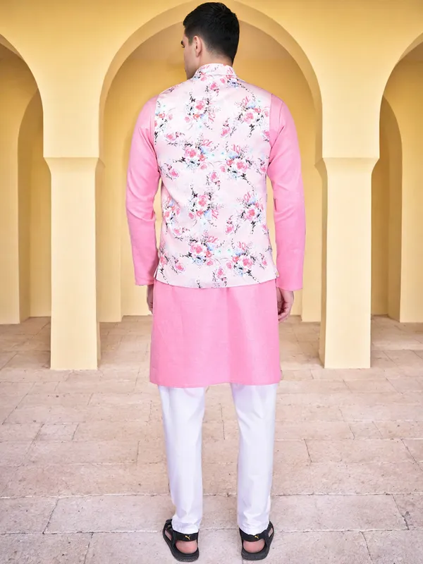Men's_Pink_Kurta_Pajama_Set_With_Floral_Print_Nehru_Jacket