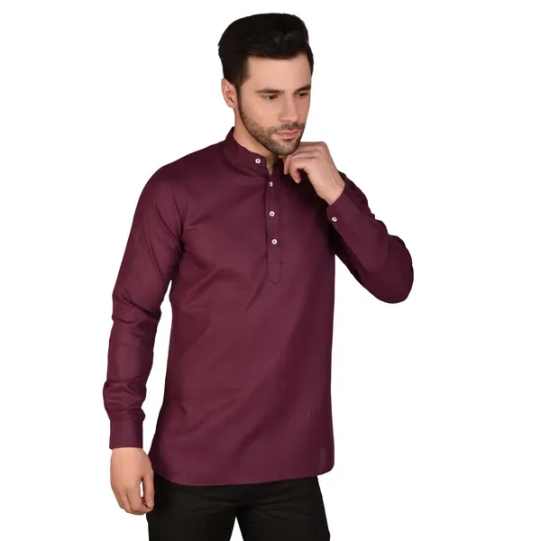 Men's_Maroon_Long_Sleeve_Cotton_Kurta_-_Traditional_Ethnic_Wear
