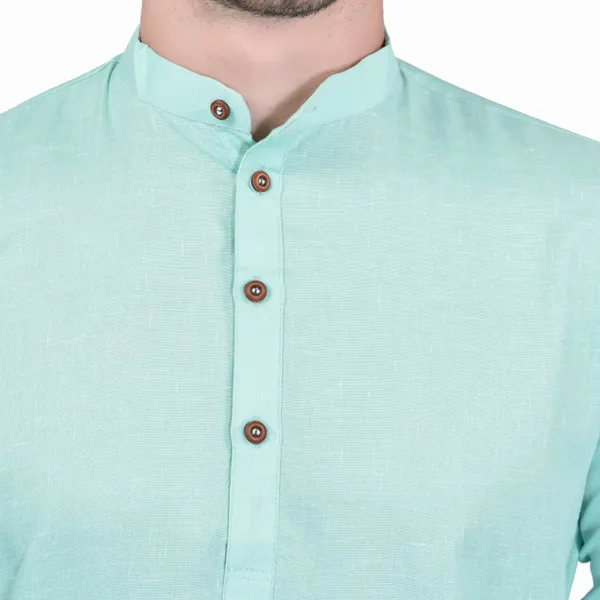 Men's_Mint_Green_Long_Kurta_With_Mandarin_Collar
