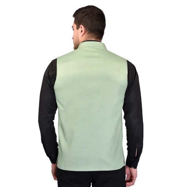 Men's_Pista_Green_Nehru_Jacket_With_Black_Contrast_Collar