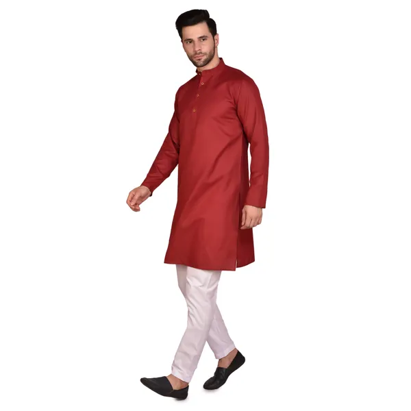 Men's_Orange_Cotton_Kurta_With_White_Pajama_Set_-_Traditional_Ethnic_Wear