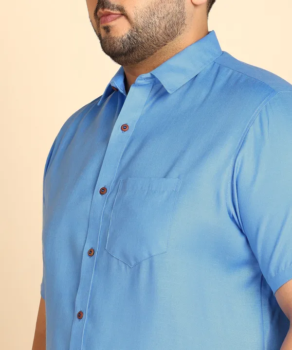 Sky_Blue_Half_Sleeve_Cotton_Shirt_For_Men_-_Plus_Size
