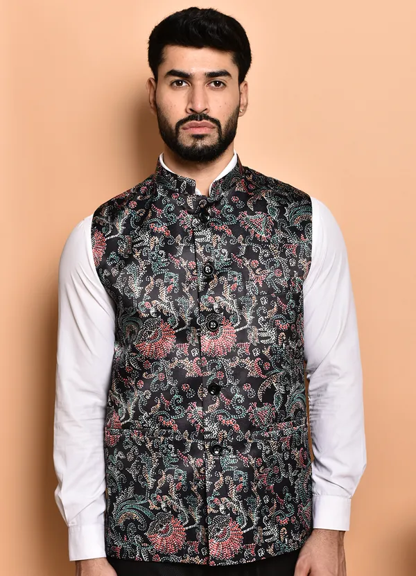 Black_Floral_Embroidered_Nehru_Jacket_For_Men