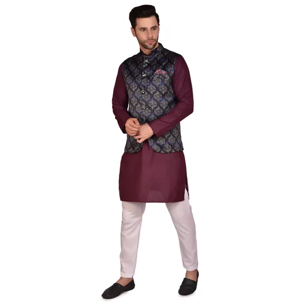 Men'S_Ethnic_Kurta_Pajama_Set_With_Nehru_Jacket