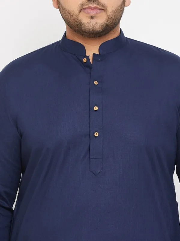 Men's_Navy_Blue_Solid_Cotton_Kurta_With_Mandarin_Collar