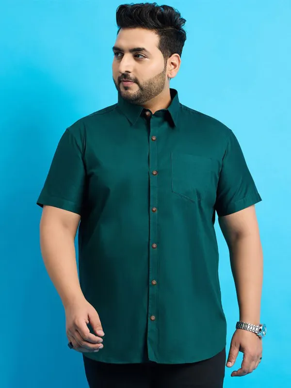 Men's_Dark_Teal_Green_Half_Sleeve_Formal_Shirt_With_Pocket