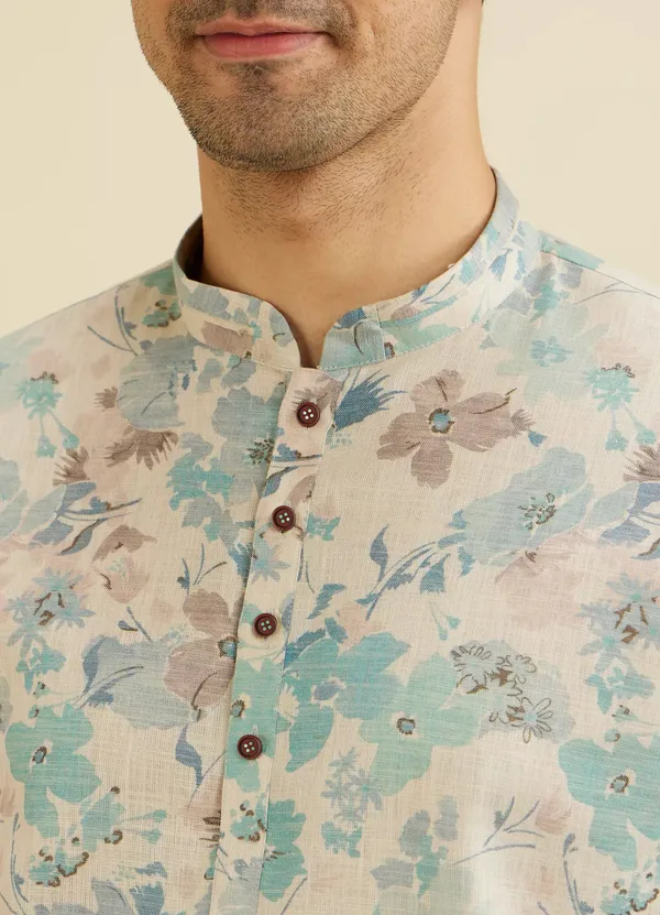 Men's_Floral_Print_Long_Kurta_With_Mandarin_Collar