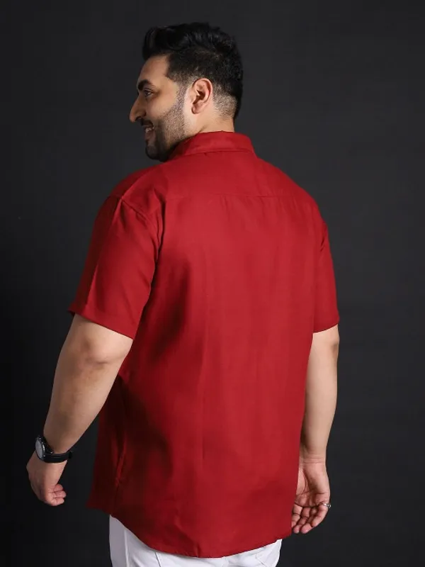 Men's_Maroon_Short_Sleeve_Casual_Shirt