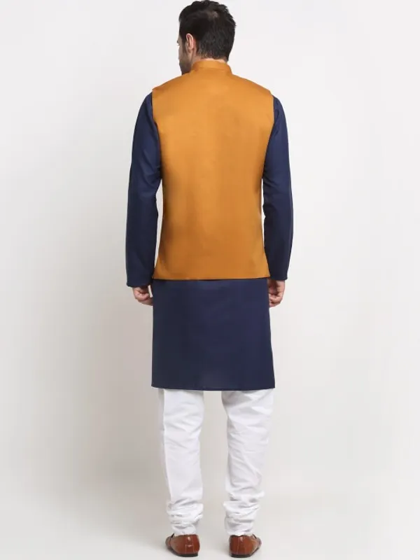 Men's_Mustard_Yellow_Nehru_Jacket_With_Navy_Blue_Kurta_Pajama_Set