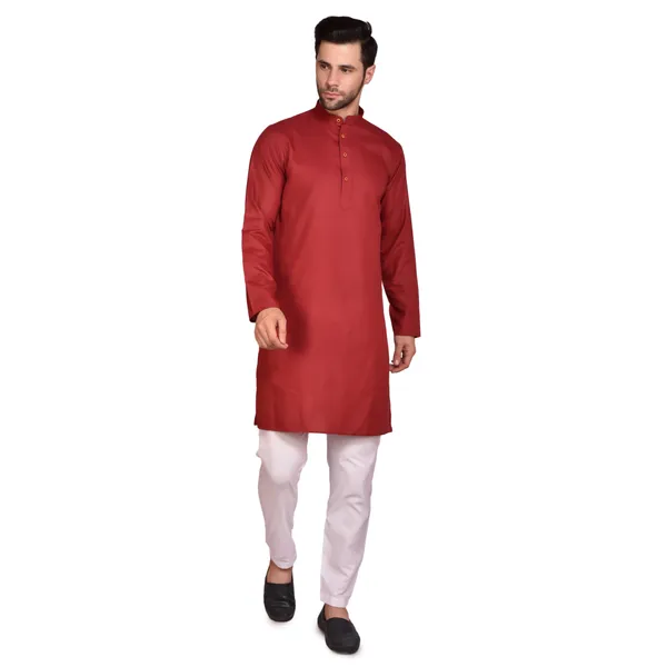 Men's_Orange_Cotton_Kurta_With_White_Pajama_Set_-_Traditional_Ethnic_Wear