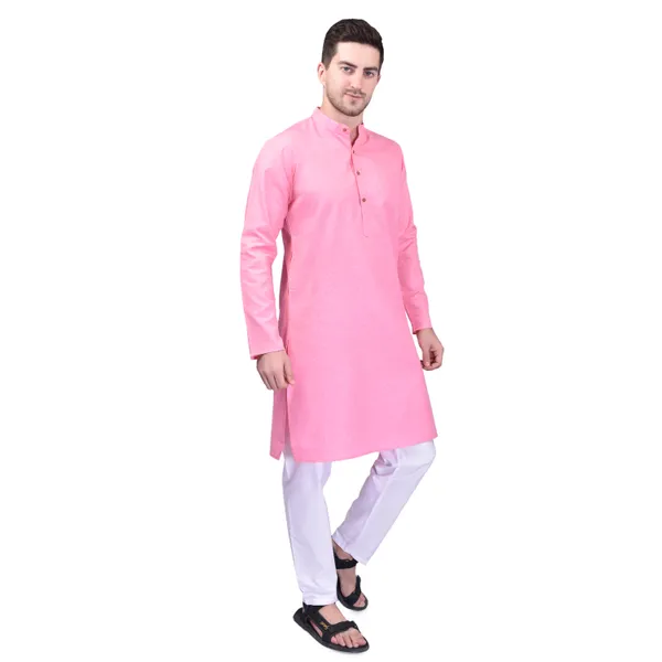 Men's_Pink_Cotton_Kurta_Pajama_Set_-_Ethnic_Indian_Traditional_Wear