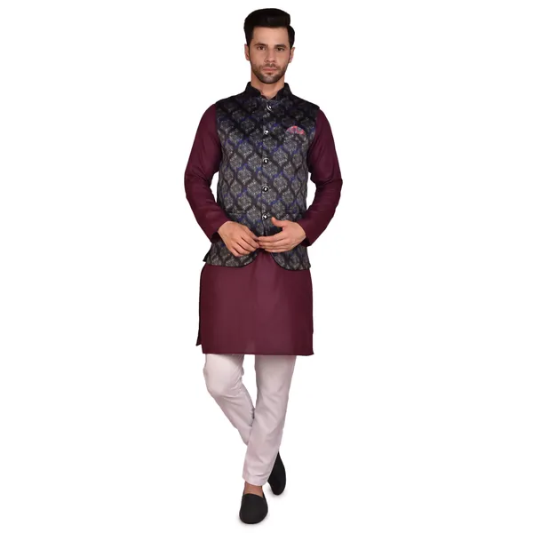 Men'S_Ethnic_Kurta_Pajama_Set_With_Nehru_Jacket