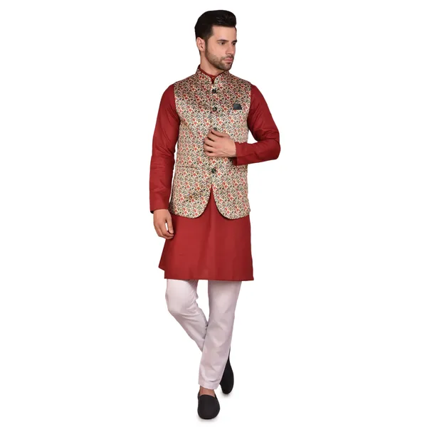 Men's_Maroon_Kurta_Pajama_With_Embroidered_Nehru_Jacket_Set_-_Traditional_Ethnic_Wear