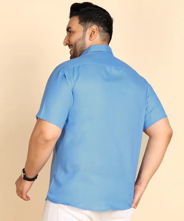 Sky_Blue_Half_Sleeve_Cotton_Shirt_For_Men_-_Plus_Size
