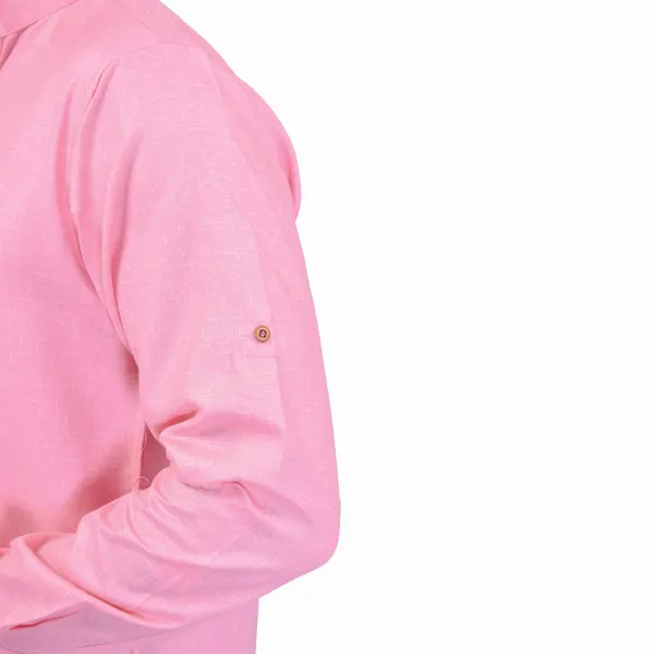 Men's_Pink_Long_Sleeve_Casual_Kurta_With_Mandarin_Collar
