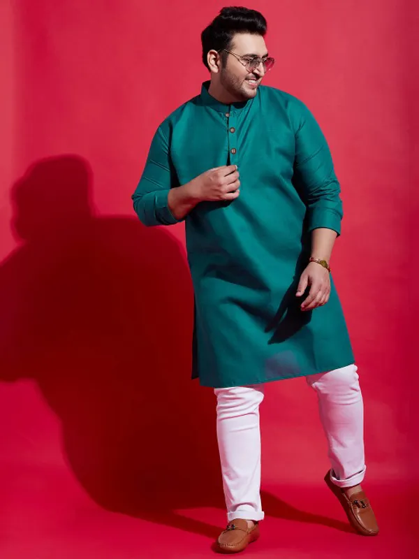 Men's_Teal_Green_Cotton_Kurta_-_Ethnic_Wear