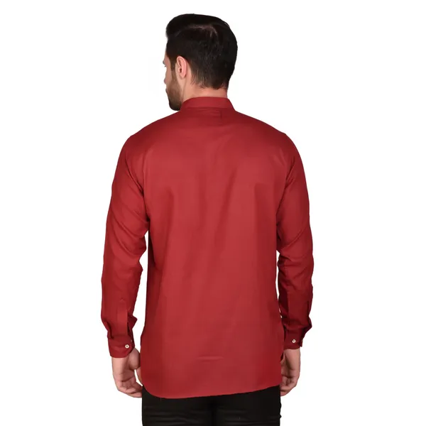 Men's_Dark_Brown_Long_Sleeve_Kurta_With_Mandarin_Collar