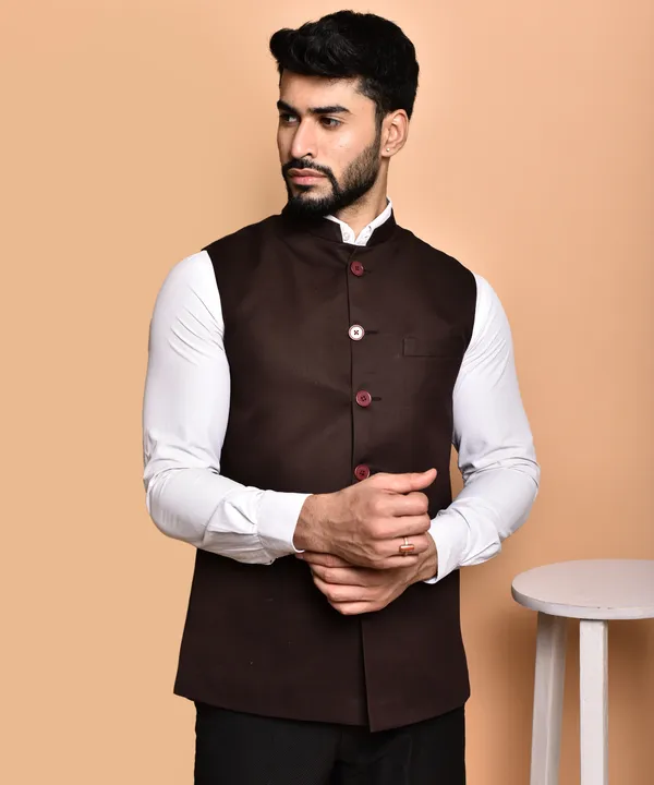 Premium_Brown_Nehru_Jacket_With_Contrast_Buttons_-_Ethnic_Waistcoat_For_Men
