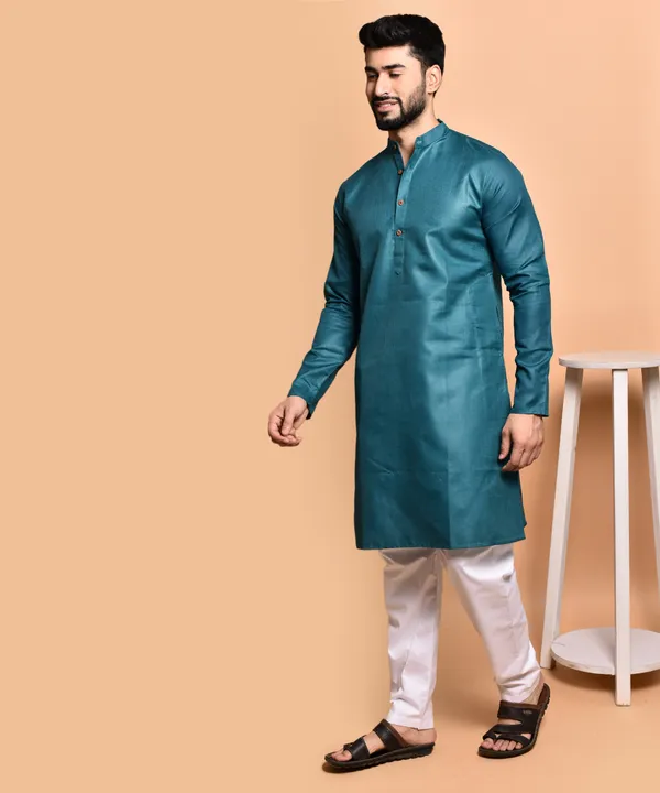 Men's_Teal_Blue_Silk_Kurta_-_Ethnic_Wear_For_Festive_Occasions