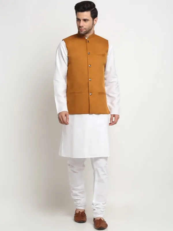 Men's_Mustard_Yellow_Ethnic_Nehru_Jacket_With_White_Kurta_Pajama_Set