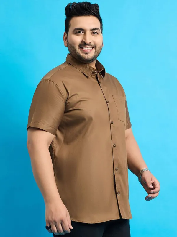 Men's_Brown_Half_Sleeve_Casual_Shirt