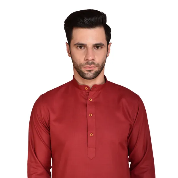 Men's_Orange_Cotton_Kurta_With_White_Pajama_Set_-_Traditional_Ethnic_Wear