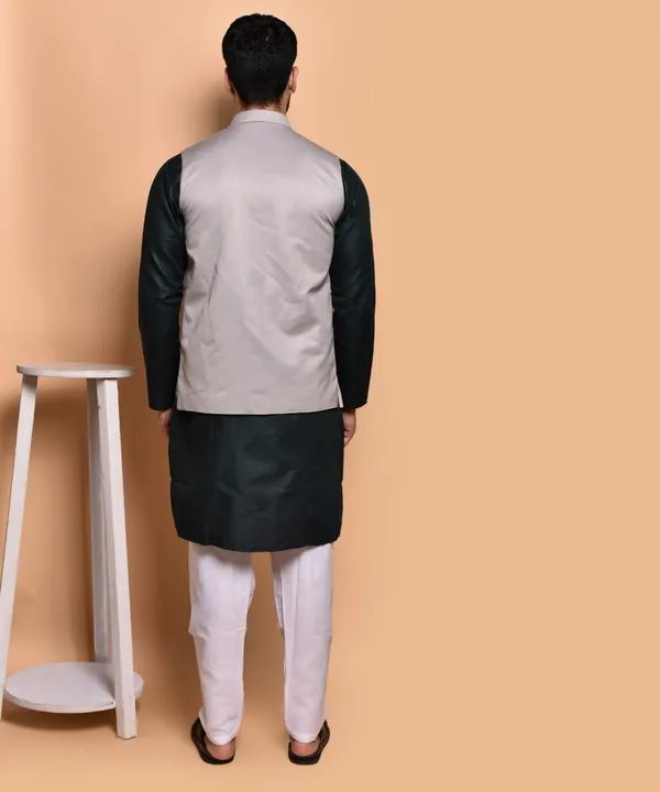 Men's_Grey_Nehru_Jacket_With_Black_Kurta_Pajama_Set_-_Ethnic_Formal_Wear