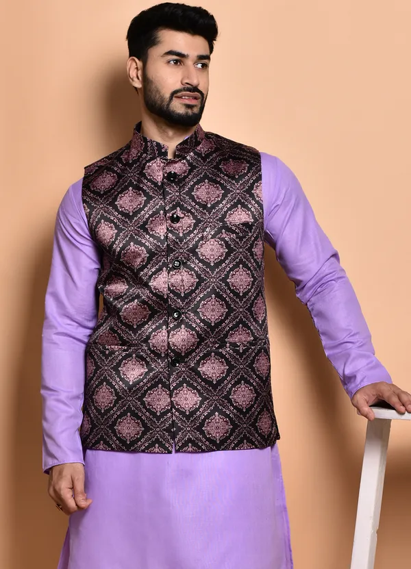 Men's_Purple_Kurta_With_Dark_Patterned_Nehru_Jacket_Set