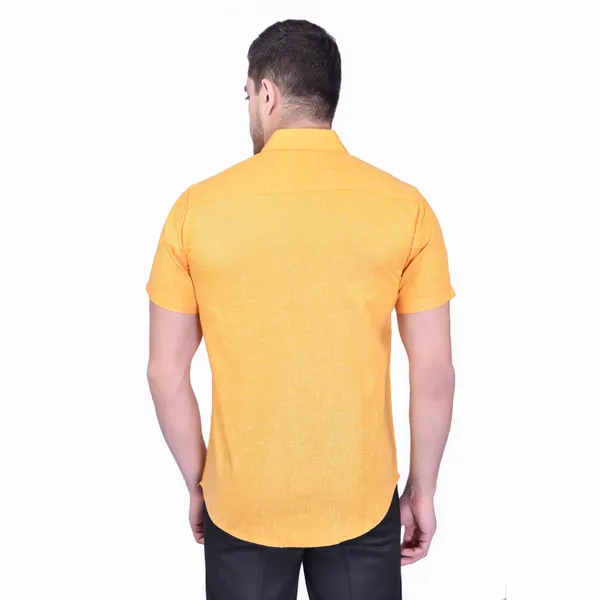Men's_Casual_Short_Sleeve_Shirt_-_Yellow