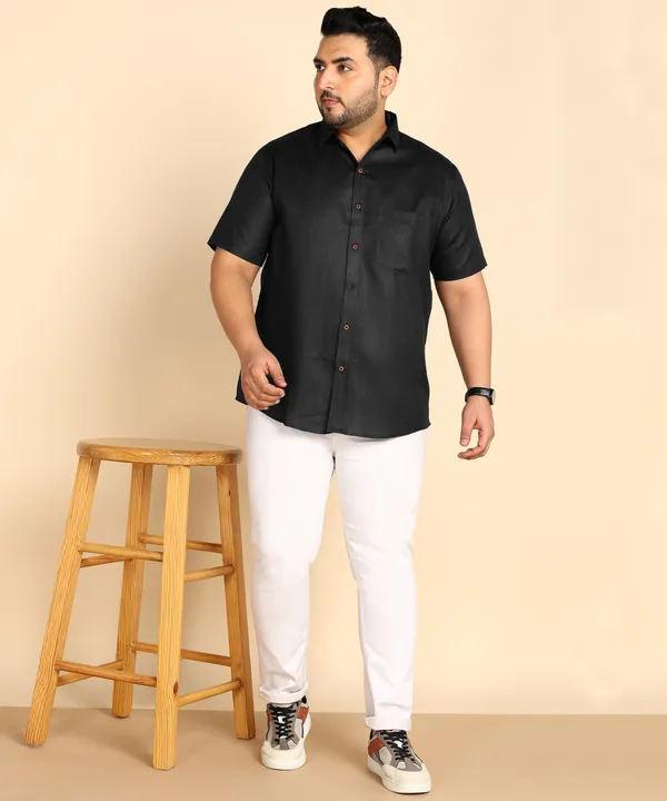 Men's_Black_Silk_Short_Sleeve_Formal_Shirt