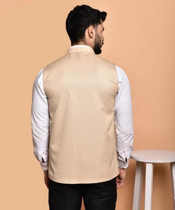 Men's_Beige_Nehru_Jacket_With_Mandarin_Collar_And_Button_Closure