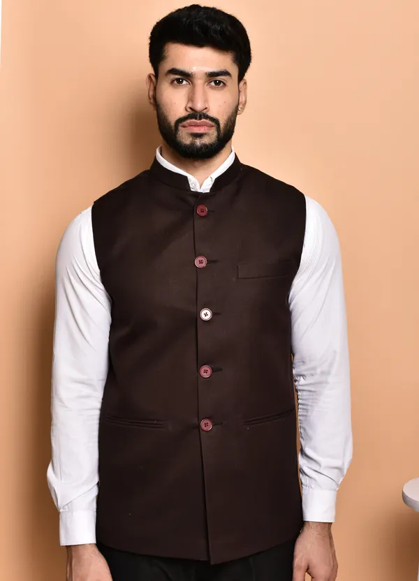 Premium_Brown_Nehru_Jacket_With_Contrast_Buttons_-_Ethnic_Waistcoat_For_Men