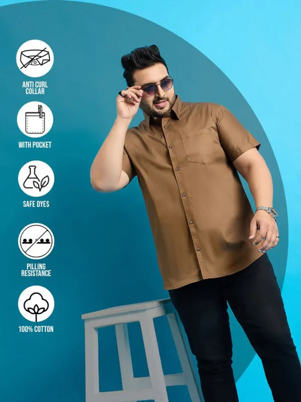 Men's_Brown_Half_Sleeve_Casual_Shirt
