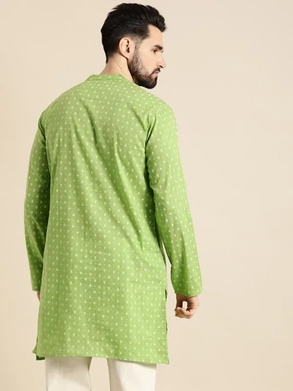Men's_Green_Printed_Cotton_Kurta