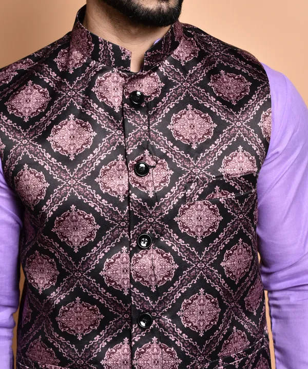 Men's_Purple_Kurta_With_Dark_Patterned_Nehru_Jacket_Set