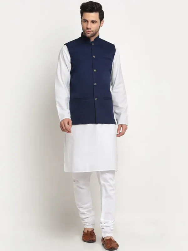 Navy_Blue_Nehru_Jacket_With_White_Kurta_Pajama_Set
