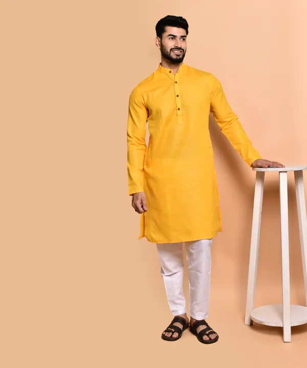 Men's_Yellow_Cotton_Kurta_-_Traditional_Indian_Ethnic_Wear