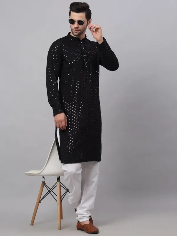 Men's_Black_Sequin_Embellished_Kurta_-_Long_Sleeve_Ethnic_Wear